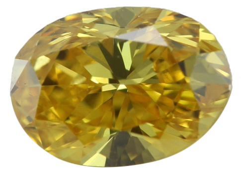 Oval Cut Loose Diamond (0.45 Ct, Natural Fancy Vivid Orangy Yellow Color, VS2 Clarity) GIA Certified
